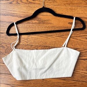 SLA THE LABEL - Elegant Cream Women's Linen Crop Top